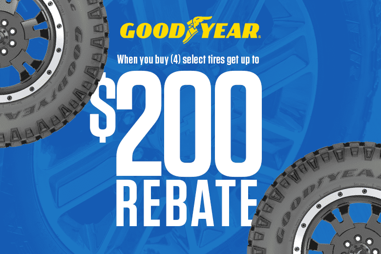 $200 Rebate when you buy 4 select tires