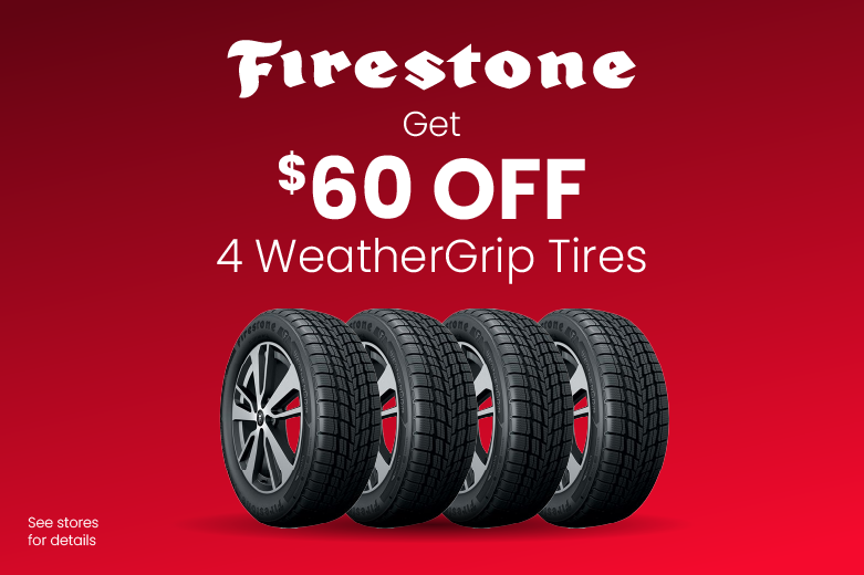 Instant $60 on 4 Firestone WeatherGrip Tires